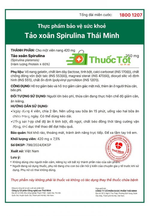 Tảo xoắn Spirulina Thái Minh